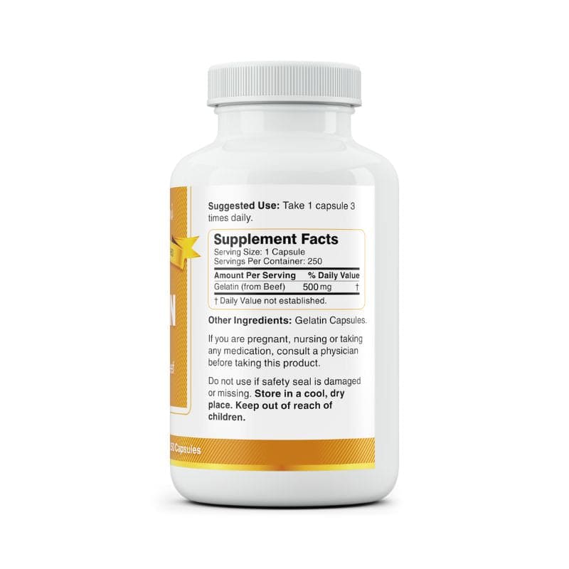 Bernard Jensen's 100% Pure Gelatin Capsules 500mg - Joint Support & Flexibility - Healthy Hair, Skin & Nails