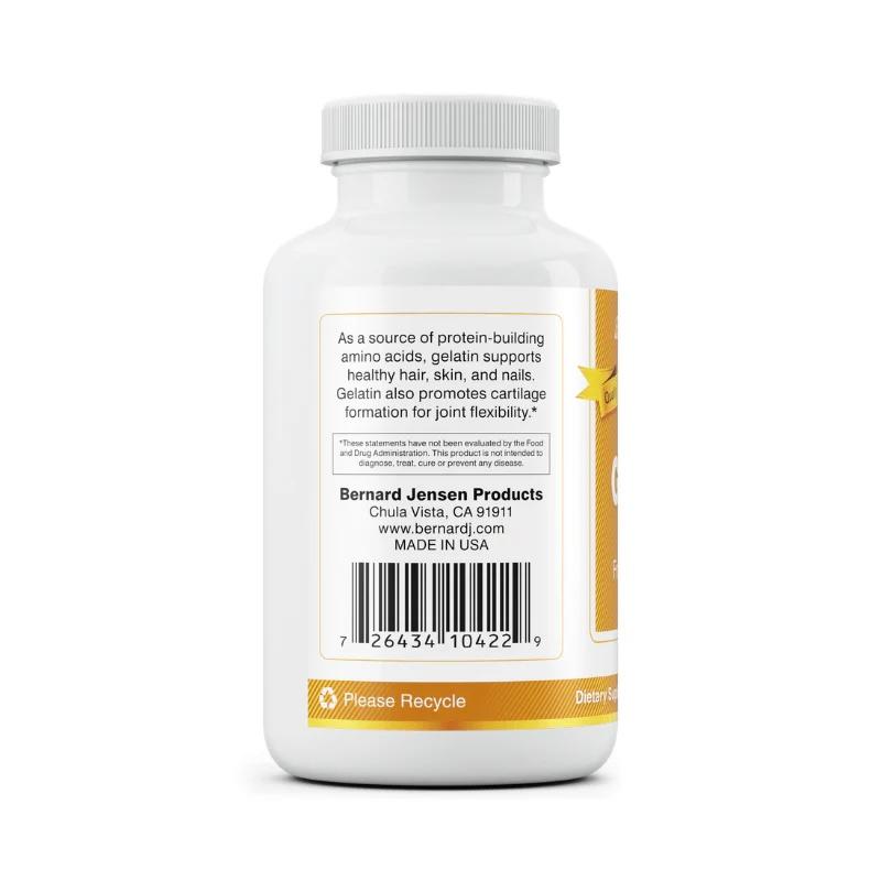 Bernard Jensen's 100% Pure Gelatin Capsules 500mg - Joint Support & Flexibility - Healthy Hair, Skin & Nails