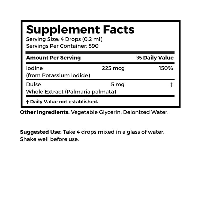 Bernard Jensen's Liqui-Dulse Iodine Supplement for Thyroid Health - Organic Natural Iodine Supplement
