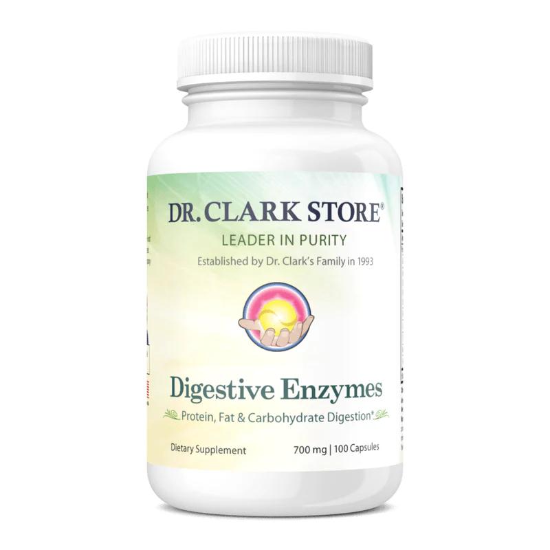 Dr. Clark Digestive Enzymes - 700 mg, 100 Capsules | Probiotics for Gut Health & Bloating Relief