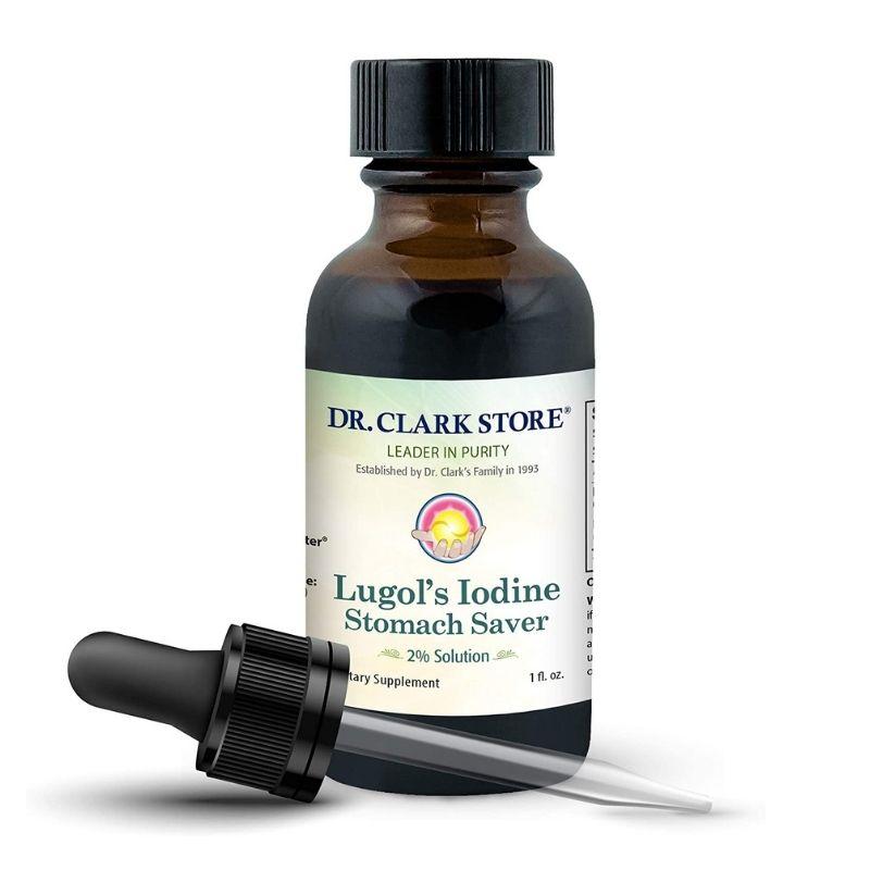 Dr. Clark's Lugol's Iodine Stomach Saver 1 fl oz (30 cc) - Natural Digestive Support for Thyroid Function