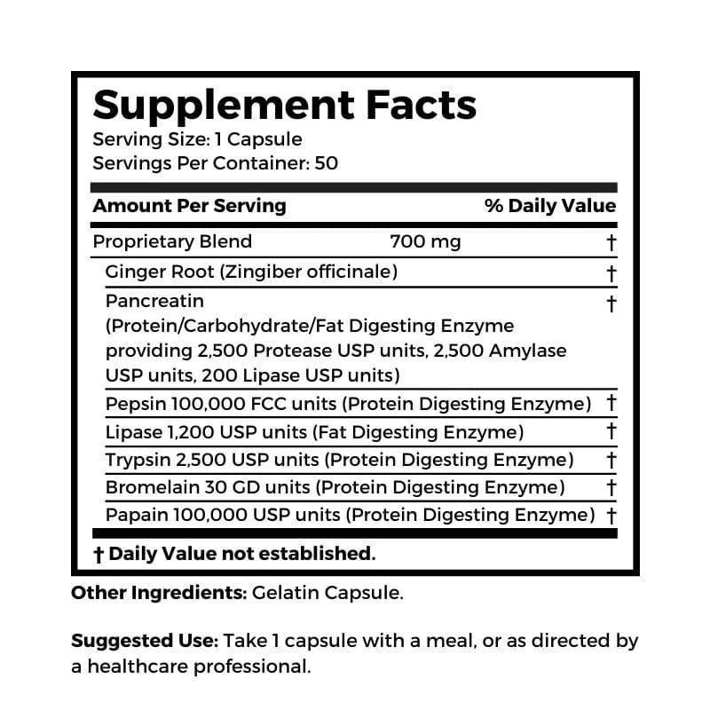 Dr. Clark Digestive Enzymes - 700 mg, 50 Capsules | Probiotics for Gut Health & Bloating Relief