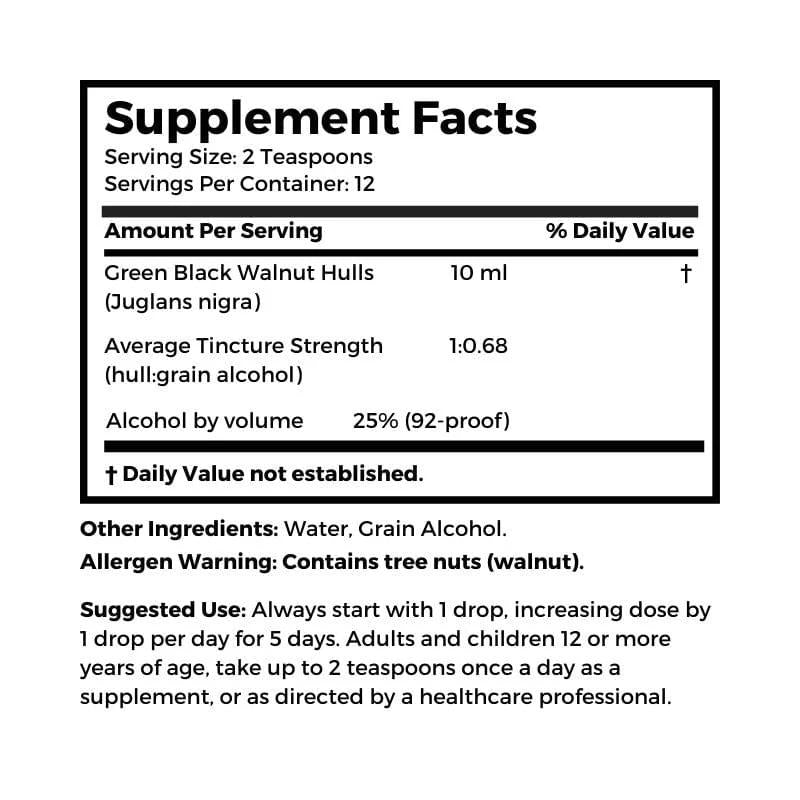 GREEN Black Walnut Hull Tincture (Extra Strength), 4 oz