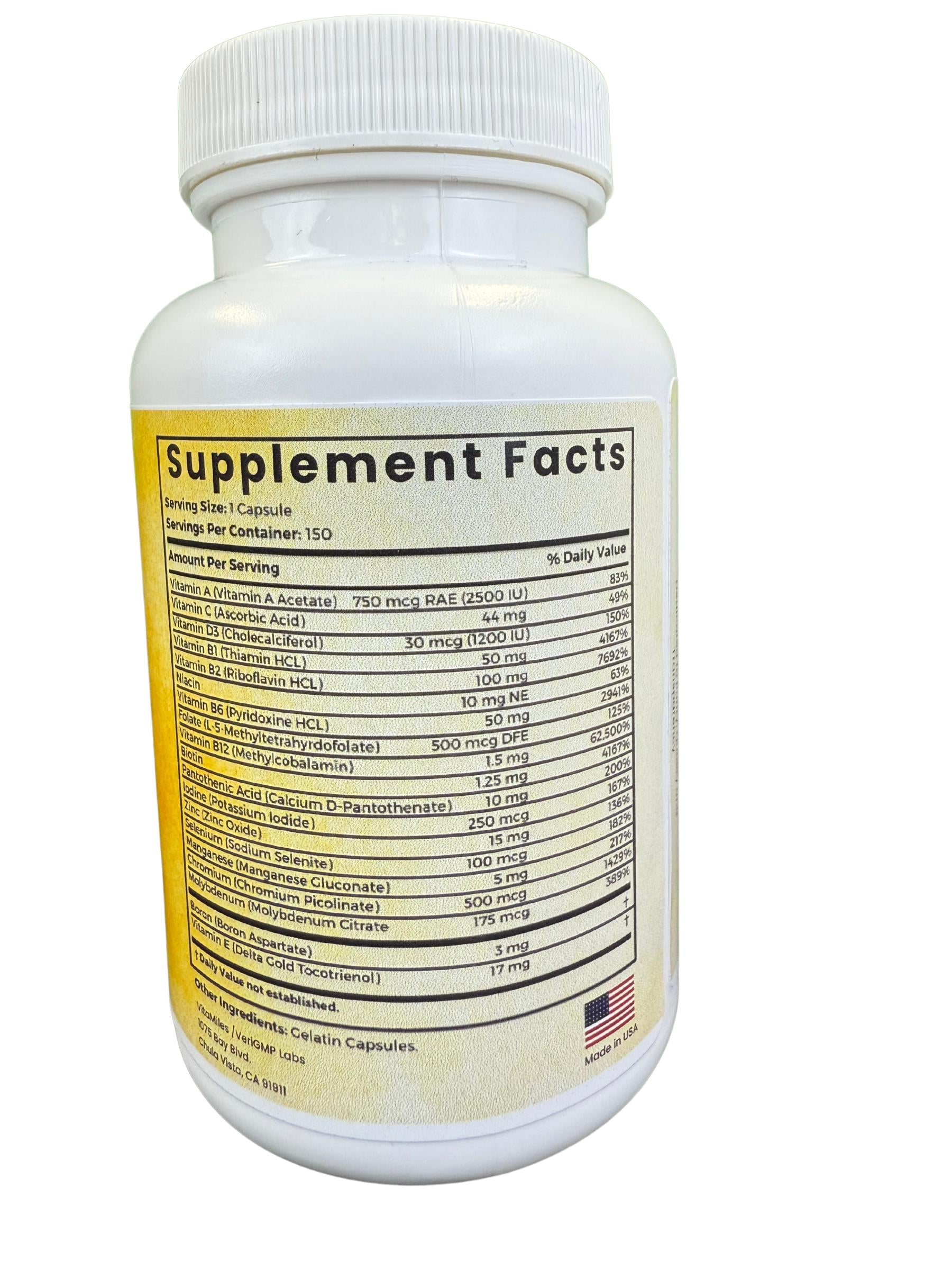 VITAMILES Sports Nutrition - Adventure Support - Multivitamin & Multimineral - 150 Capsules